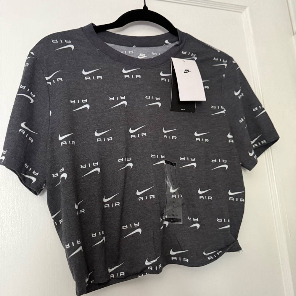 Nike Charcoal Tee with White Logo Pattern